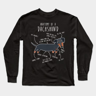 Black and Tan Dachshund Dog Anatomy Long Sleeve T-Shirt